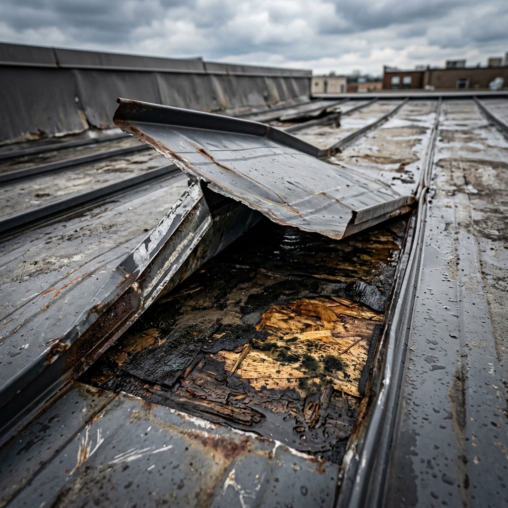 Aufgerissener Stehfalz