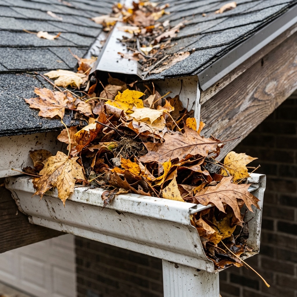 Laub in Dachrinne