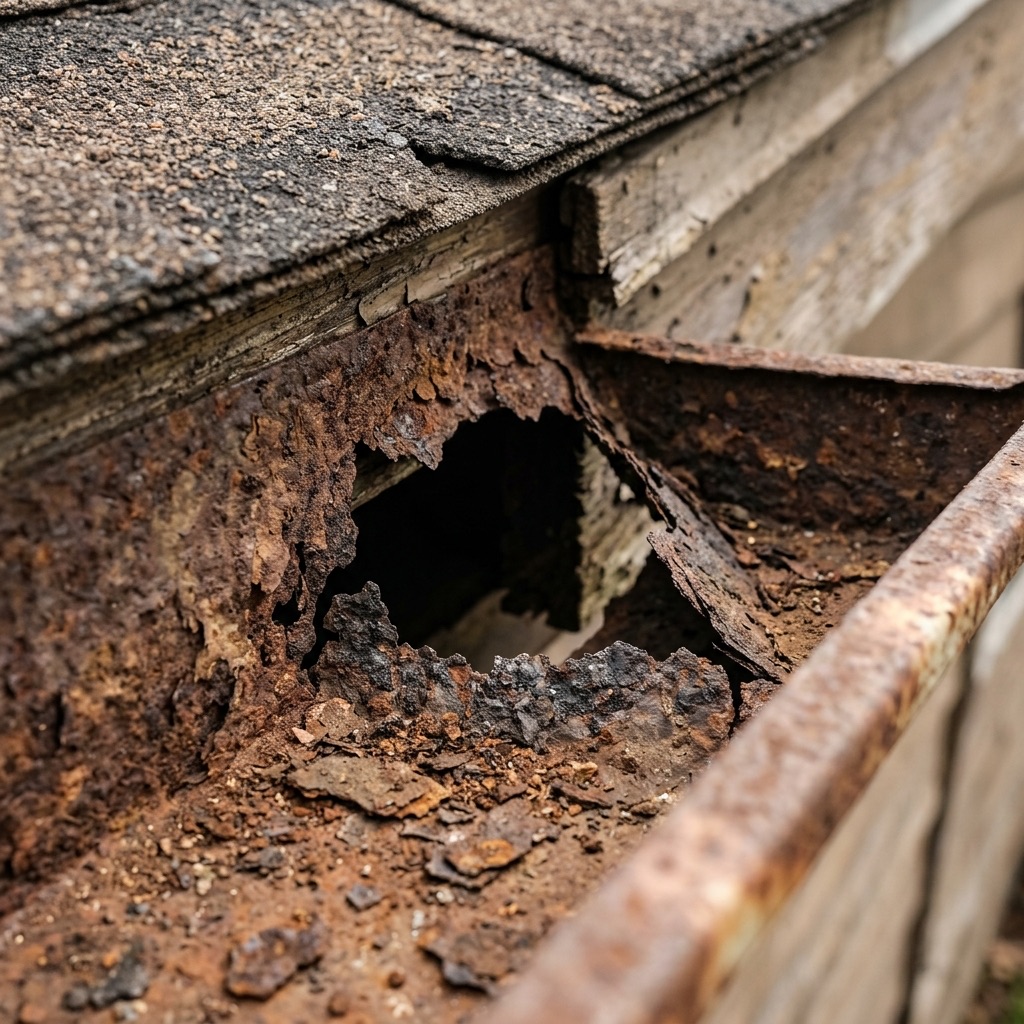 Durchgerostete Rinne